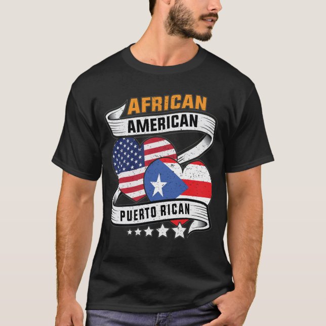 Camiseta Bandeira africana-americana e porto-riquenha (Frente)