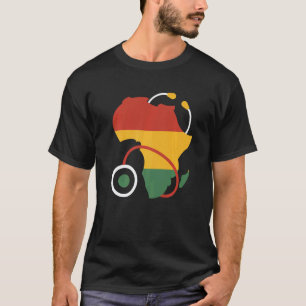 Camiseta Bandeira Afro-Americana Estetoscópio História Negr