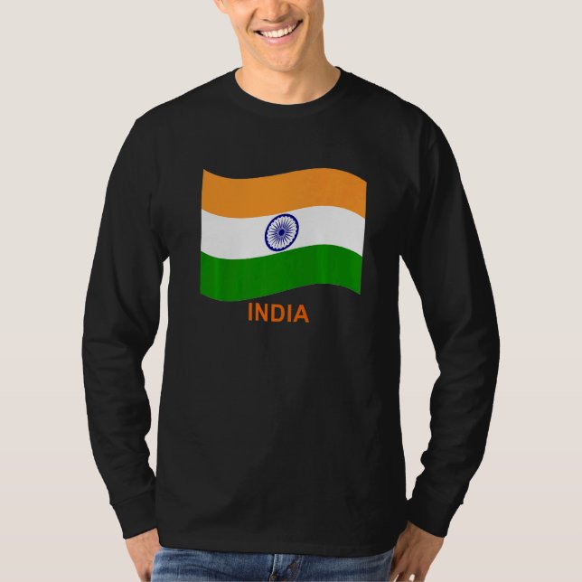 Camiseta Bandeira Agitando Bharat indiano da Índia   (Frente)
