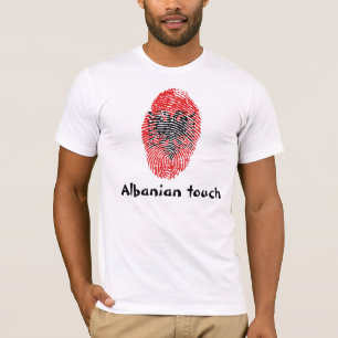 Camiseta Bandeira albanesa da impressão digital do toque