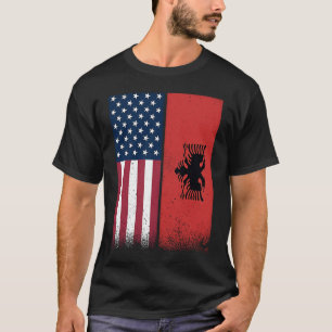 Camiseta Bandeira Albanesa EUA E Albânia Bandeiras Orgulhos
