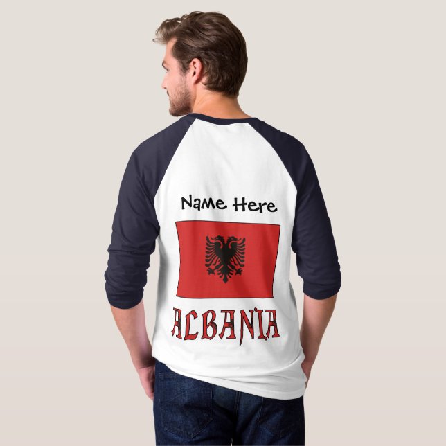 Camiseta Bandeira Albanesa Personalizada  (Parte Traseira Completa)