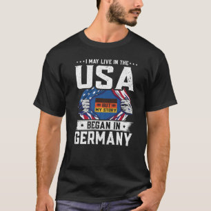 Camiseta Bandeira Alemã-Americana Minha História Começou Na