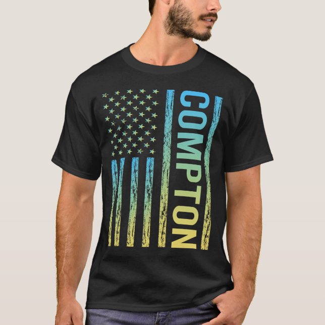 Camiseta Bandeira Amarela Azul - Compton (Frente)