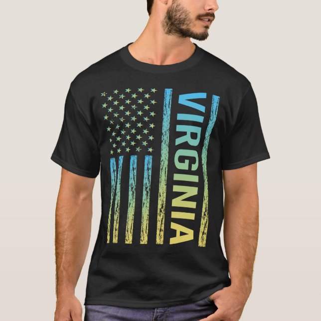 Camiseta Bandeira Amarela Azul - Virgínia (Frente)