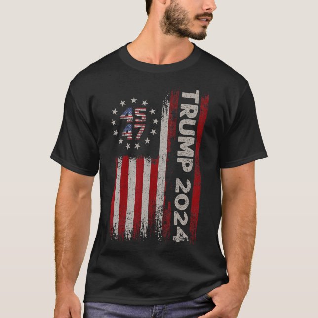 Camiseta Bandeira Americana 47 Trump 2024 (Frente)