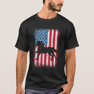 Camiseta Bandeira Americana 4 de Julho Cavalo Patriótico Vi