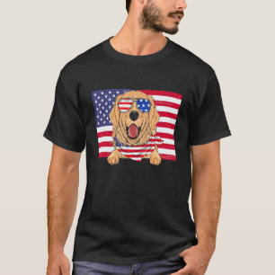 Camiseta Bandeira Americana 4 De Julho Golden Retriever Pai