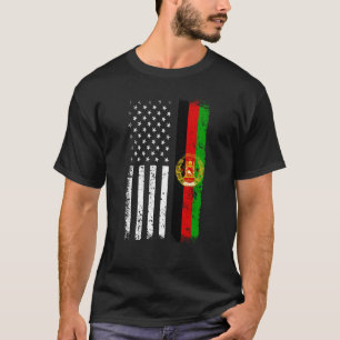 Camiseta Bandeira Americana Afegã no Afeganistão Bandeira d