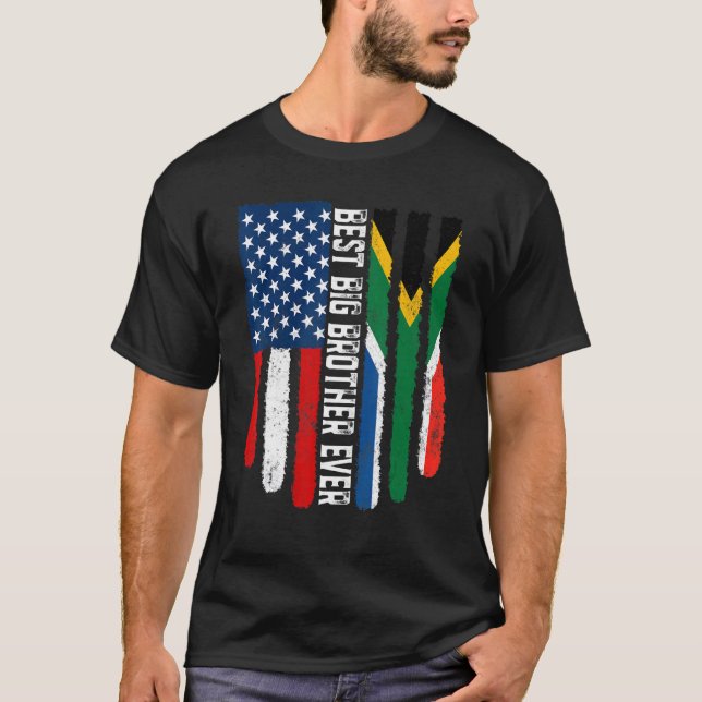 Camiseta Bandeira Americana África do Sul Melhor Irmão Gran (Frente)