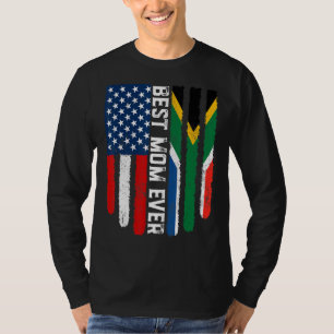 Camiseta Bandeira Americana África do Sul Melhor Mãe Nunca