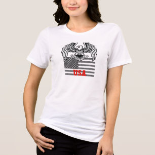 Camiseta Bandeira Americana Águia Careca Gráfica Com EUA