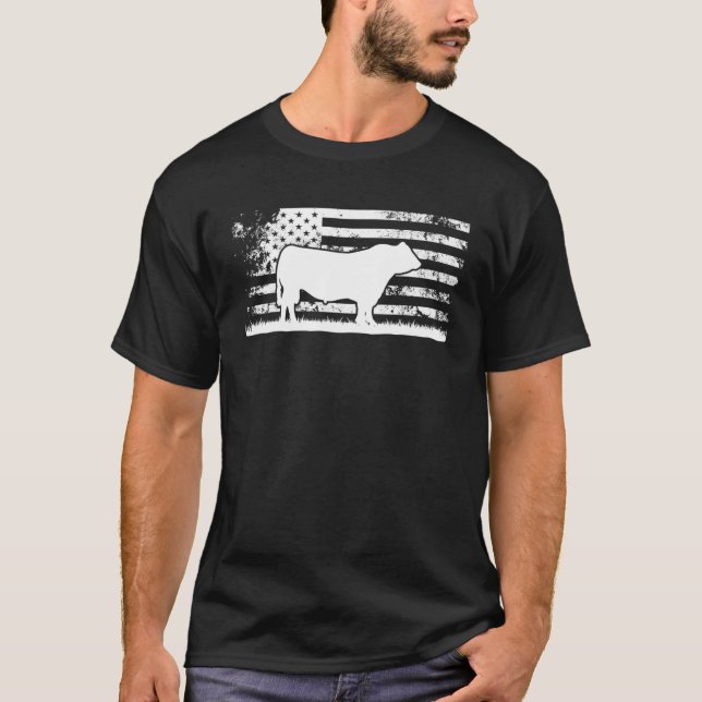 Camiseta Bandeira Americana - América Vaca Negra Angus Ranc (Frente)