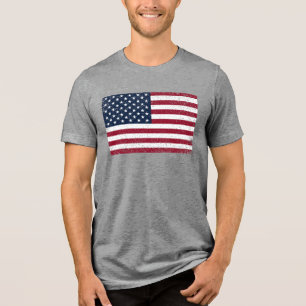 Camiseta Bandeira Americana Angustiada Gráfica Vintage dos