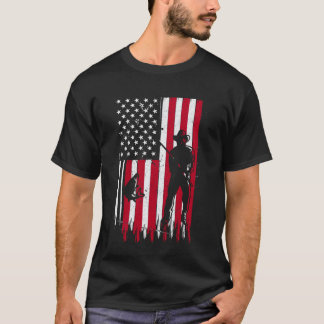 Camiseta Bandeira Americana Angustiada Pesca Patriótico Pes
