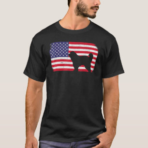 Camiseta Bandeira Americana Antiga Pai Cachorro Great Pyren