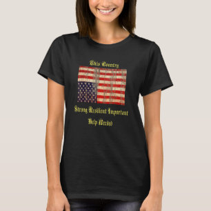 Camiseta Bandeira Americana ao Contrário Vintage Envelhecid