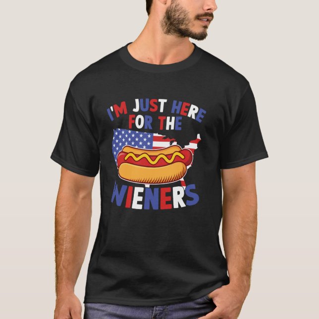 Camiseta Bandeira Americana Aqui Para Os Wiener USA 4º De (Frente)
