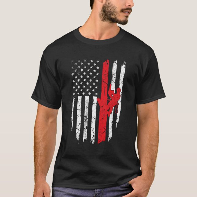 Camiseta Bandeira Americana Arborista 4 De Julho Patriótico (Frente)