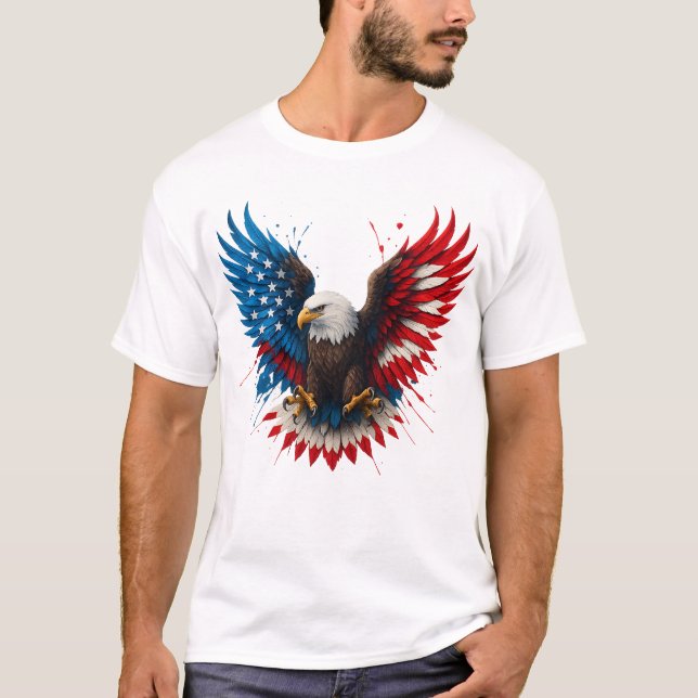 Camiseta Bandeira Americana Bald Eagle Patriótica Eagle (Frente)