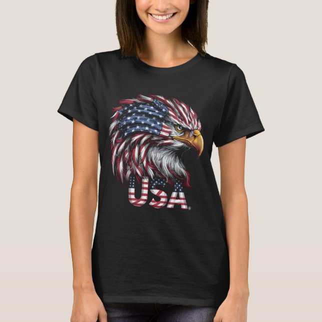 Camiseta Bandeira Americana Bald Eagle Patriótica Eagle 4º  (Frente)