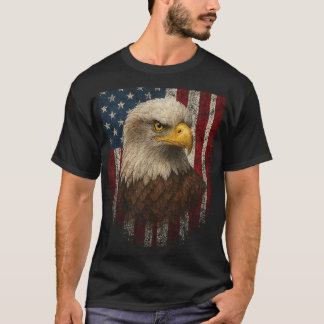 Camiseta Bandeira Americana Bald Eagle Patriótica Vermelha 