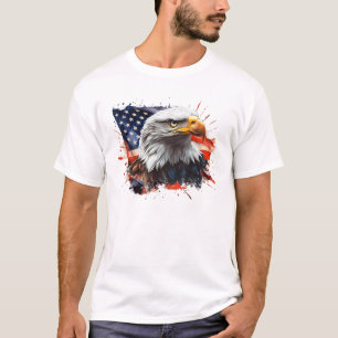 Camiseta Bandeira Americana Bald Eagle Patriótico 4 de julh