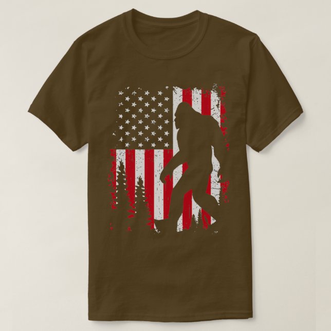 Camiseta Bandeira Americana Bigfoot 4 De Julho (2) (Frente do Design)