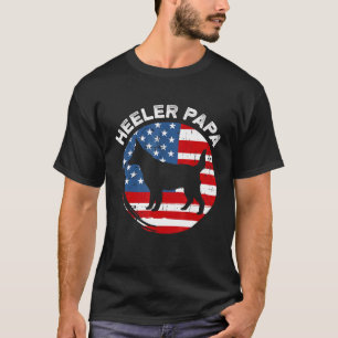 Camiseta Bandeira Americana Blue Heeler Papai Vermelho Aust