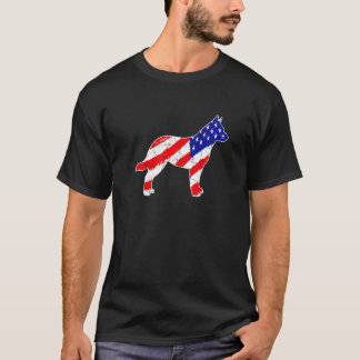Camiseta Bandeira Americana Boi Australiano Cachorro Patrió