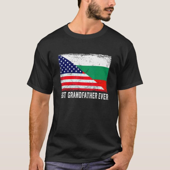 Camiseta Bandeira Americana Bulgária Melhor Avô Nunca (Frente)
