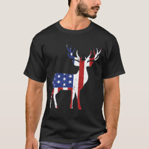 Camiseta Bandeira Americana Caçadora De Veados Sofrida Nos 