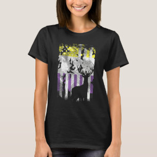 Camiseta Bandeira Americana Caçando Enby Não Binário Orgulh