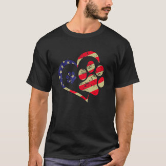 Camiseta Bandeira Americana Cachorro Gato Pata EUA Fofo Gat