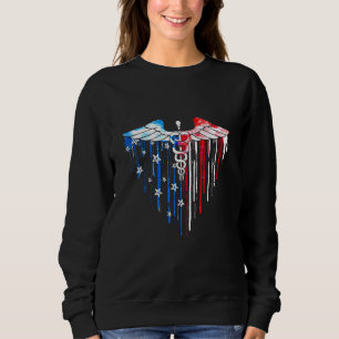 Camiseta Bandeira Americana Caduceus Ouvem Enfermeira Patri