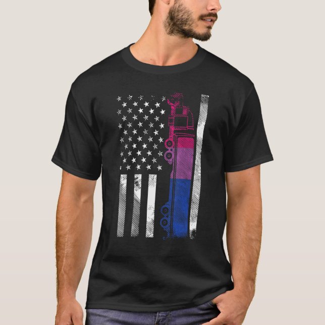 Camiseta Bandeira Americana Caminhão Bissexual Bi Pride Lgb (Frente)