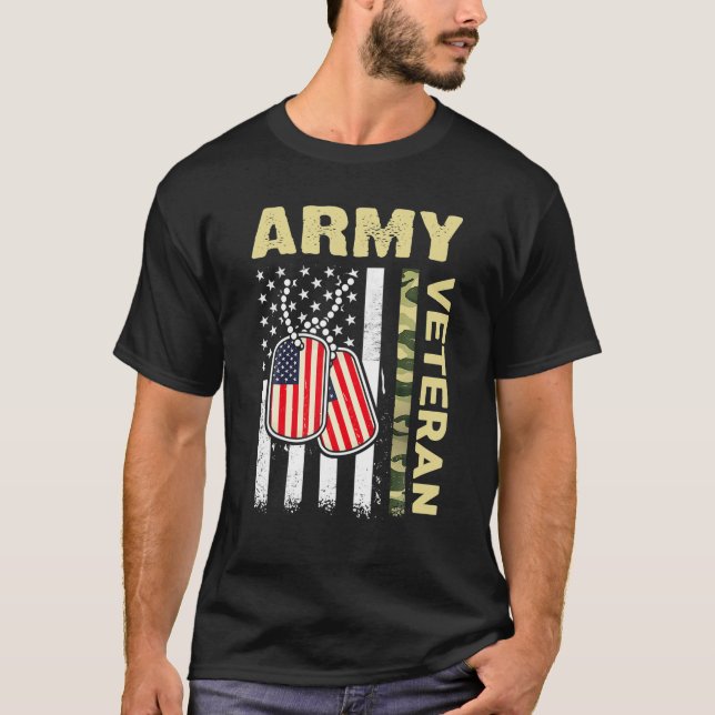 Camiseta Bandeira Americana Camo Orgulha Veterano do Exérci (Frente)