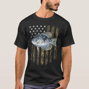 Camiseta Bandeira Americana Camuflada Pesca de Crappie 4 de