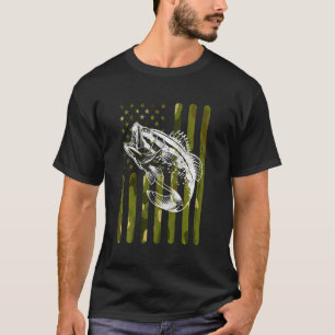 Camiseta Bandeira Americana Camuflada Pesca de Robalo Pesca