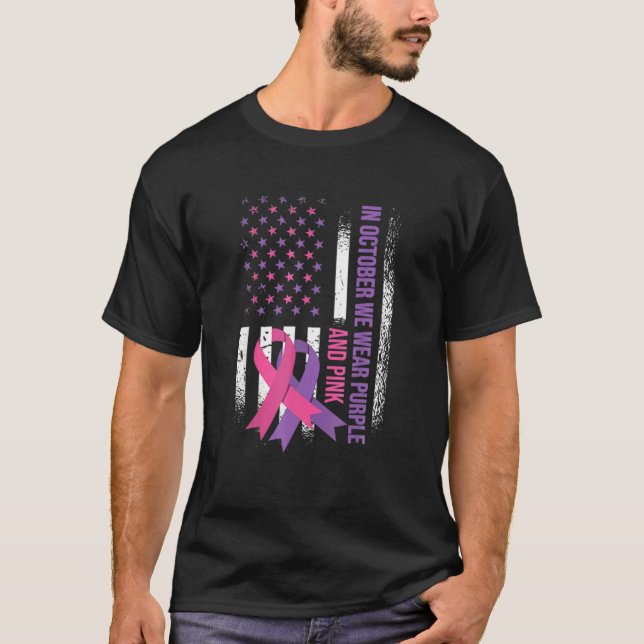 Camiseta Bandeira Americana: Cancer E Violência Doméstica (Frente)