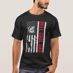 Camiseta Bandeira Americana Carretel Pai Legal Pescando Wal