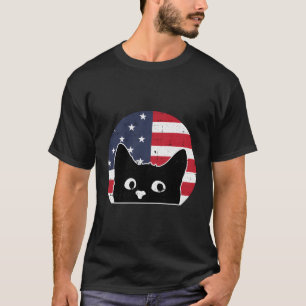 Camiseta Bandeira Americana Cat 4 De Julho Kitten Pet Patri
