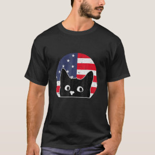 Camiseta Bandeira Americana Cat 4 H De Julho Kitten Pet Pat