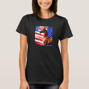 Camiseta Bandeira Americana Cavalo Animal de Estimação Fofo