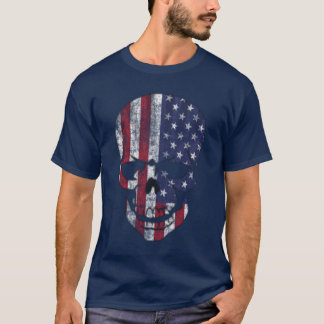 Camiseta Bandeira Americana Caveira Distorcida