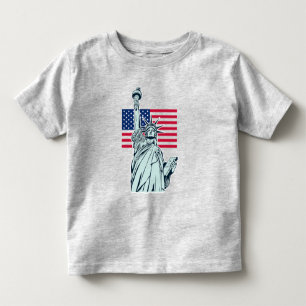 Camiseta Bandeira Americana com a Senhora Liberdade  