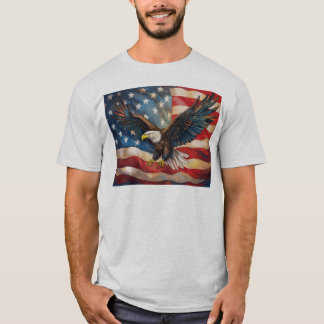 Camiseta Bandeira Americana com Águia Careca