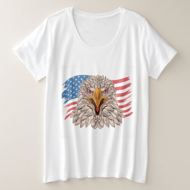 Camiseta Bandeira Americana com Camisa-Águia (Frente do Design)