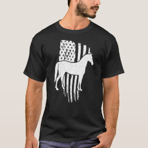 Camiseta Bandeira Americana Com Cavalo Visual Vintage Patri