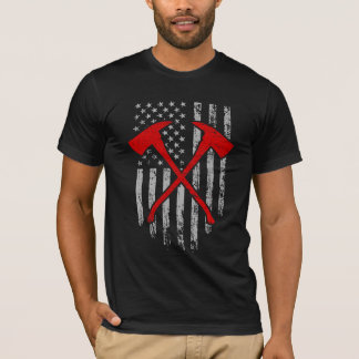 Camiseta Bandeira Americana com Eixos de Combatente de Fogo